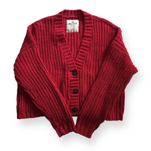 Hollister Women's Red Chunky Knit Cardigan - Picture 1 of 6
